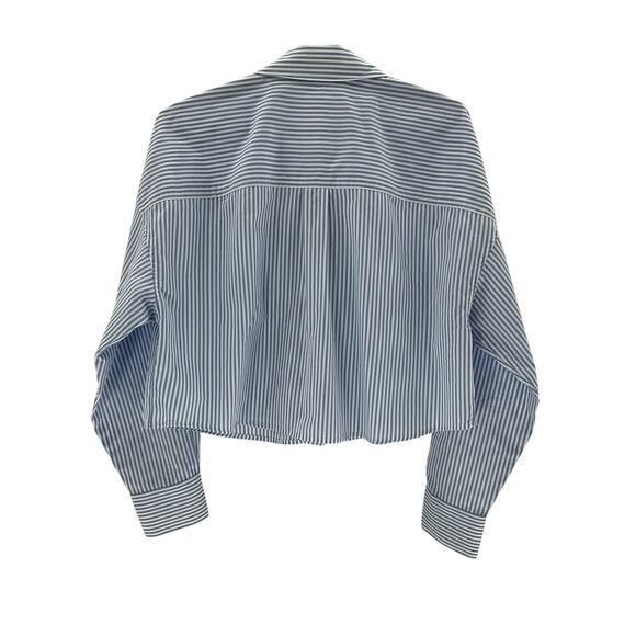 Favorite Daughter Blue Cotton The Crop Ex-Boyfriend Shirt Size M - Picture 3 of 4